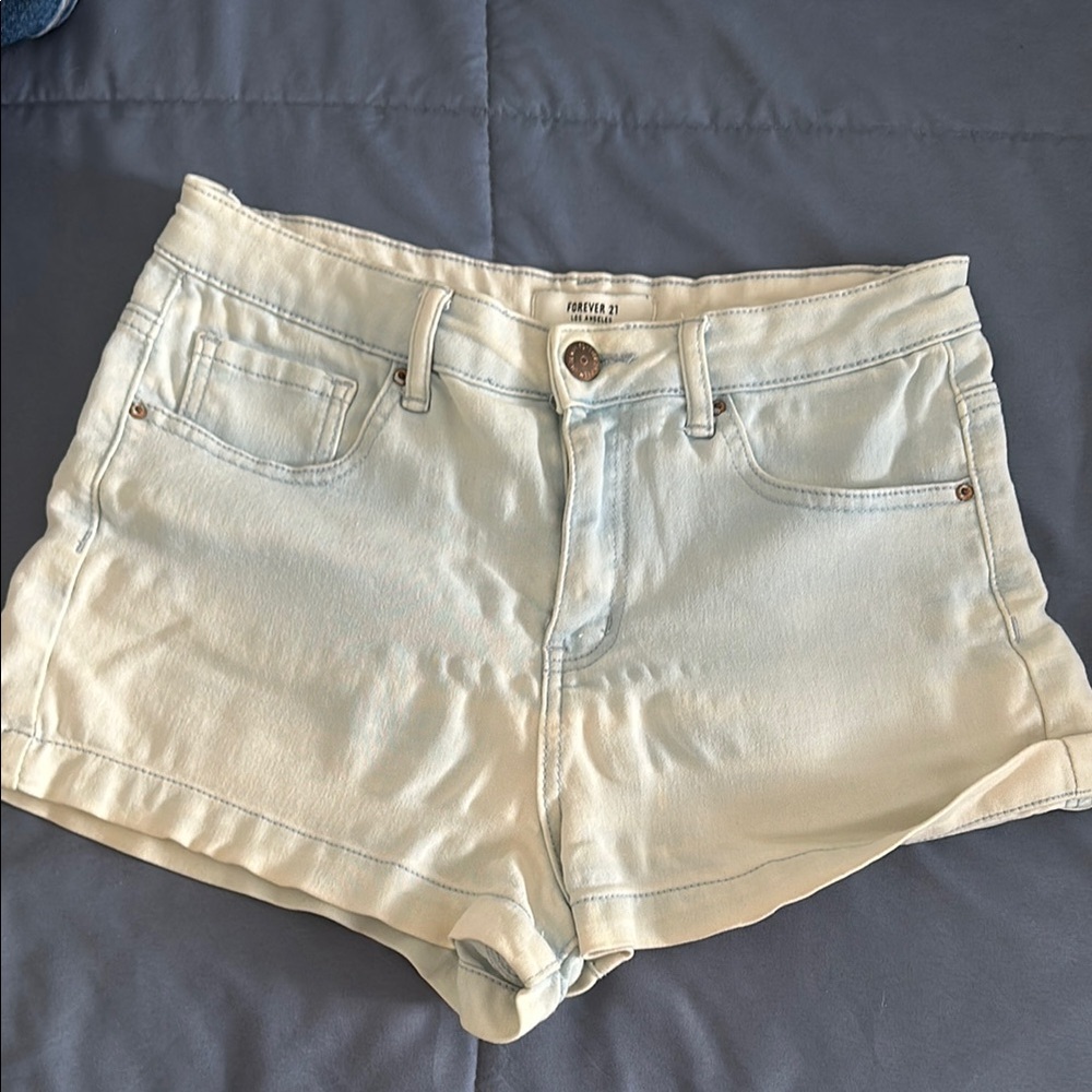 Forever 21 Blue Jean Shorts Cuffed Hem